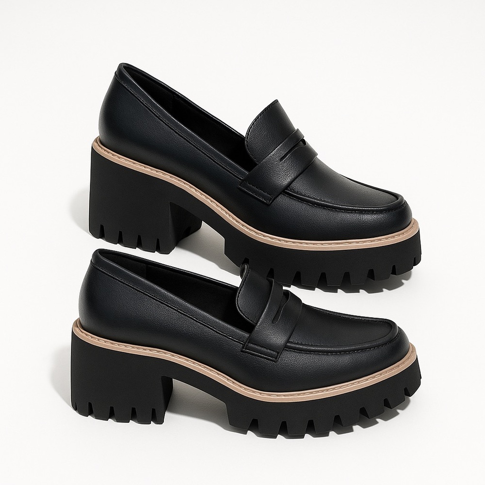 Dolce Vita Black Chunky Heel Loafers 8.5
